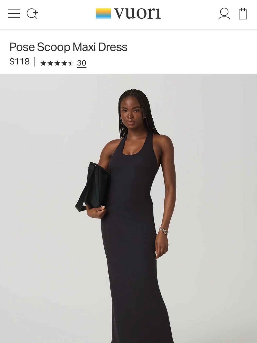 Vuori Halo Racerback Midi Dress in Black